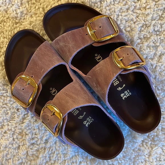 Birkenstock Shoes - BIG BUCKLE BIRKENSTOCK ARIZONA LAVENDER BLUSH GOLD OILED LEATHER BRAND NEW 39/8